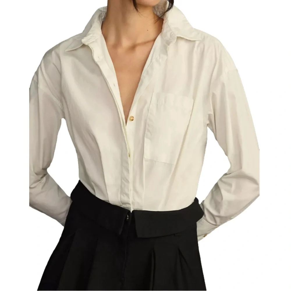 Anthropologie Women's White And Black  Buttondown Shirt Dress NWT! - Picture 3 of 9
